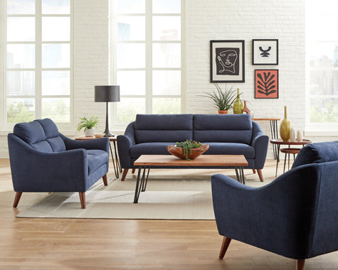 Coaster Gano 2-Piece Sloped Arm Living Room Set Navy Blue | Woven Fabric