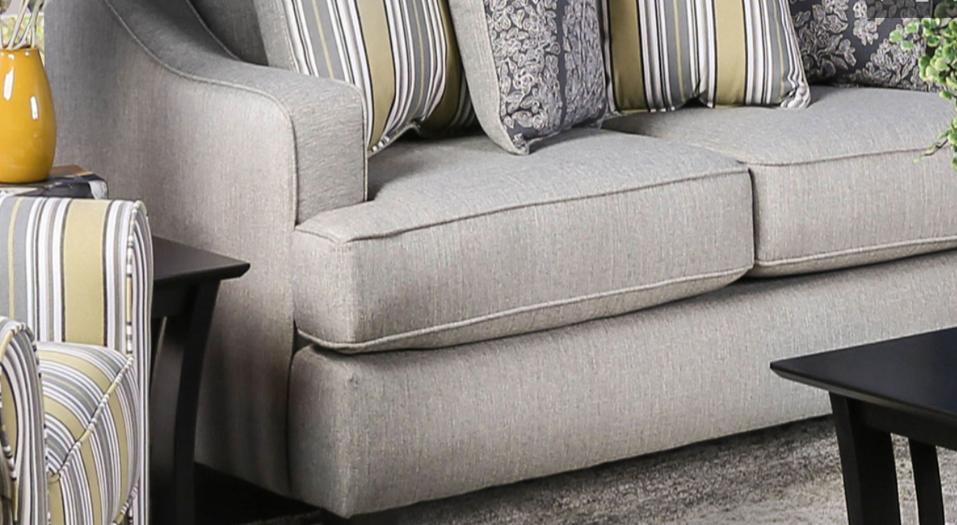 Furniture of America WILKIE LOVESEAT Fitted Back Pillows & Wooden Block Legs Pillows Included