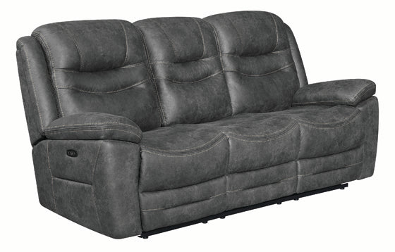 Coaster Hemer 2-Piece Power^2 Living Room Set Dark Grey |Performance faux suede