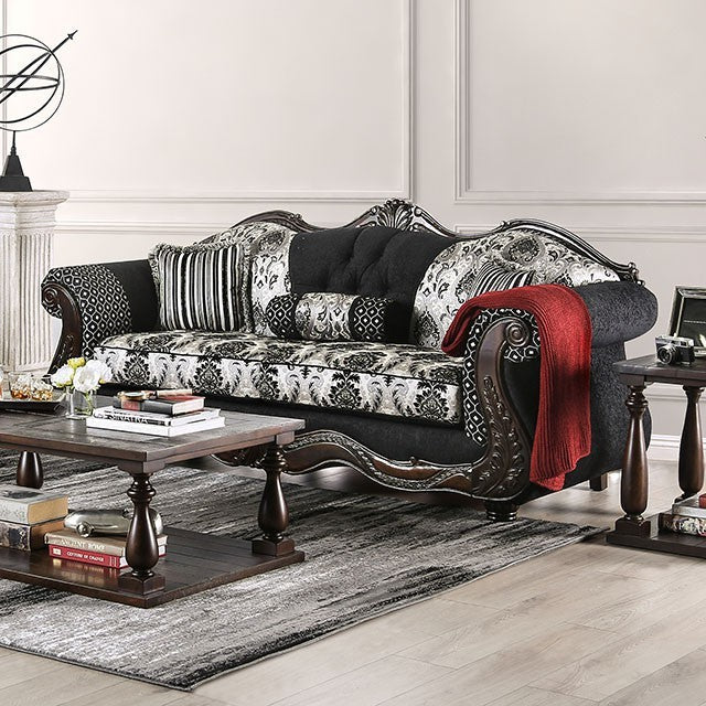 Furniture of America RONJA SOFA amask Fabric, Reversible Box Cushion, Round Bun Feet and
