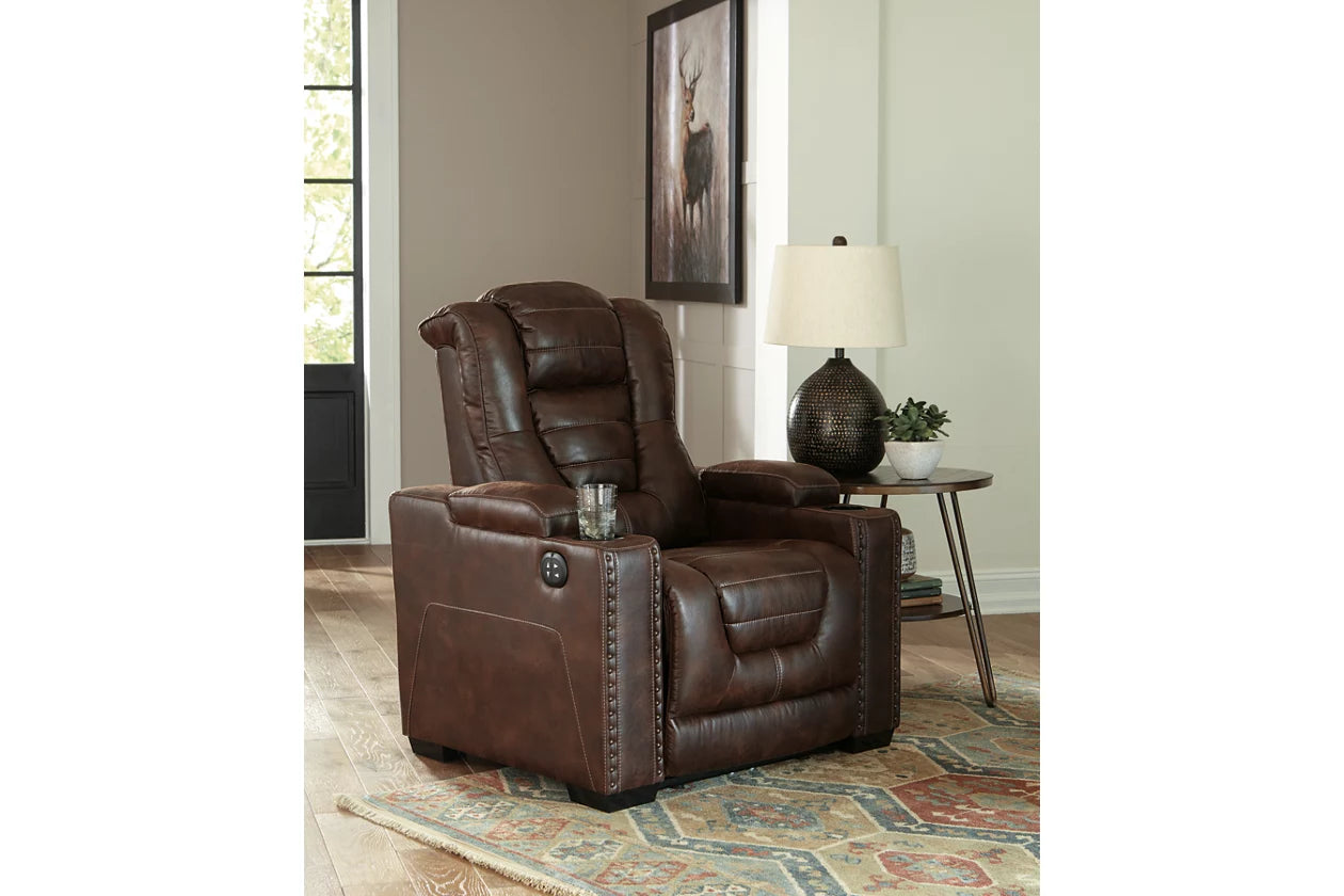 Owner's Box Dual Power Leather Recliner