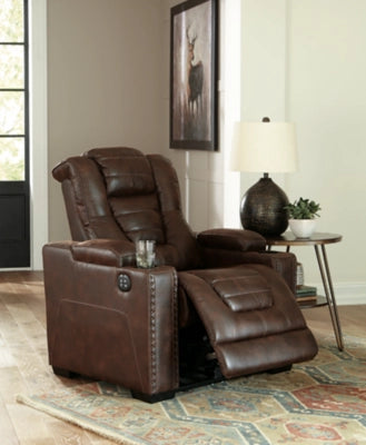 Owner's Box Dual Power Leather Recliner