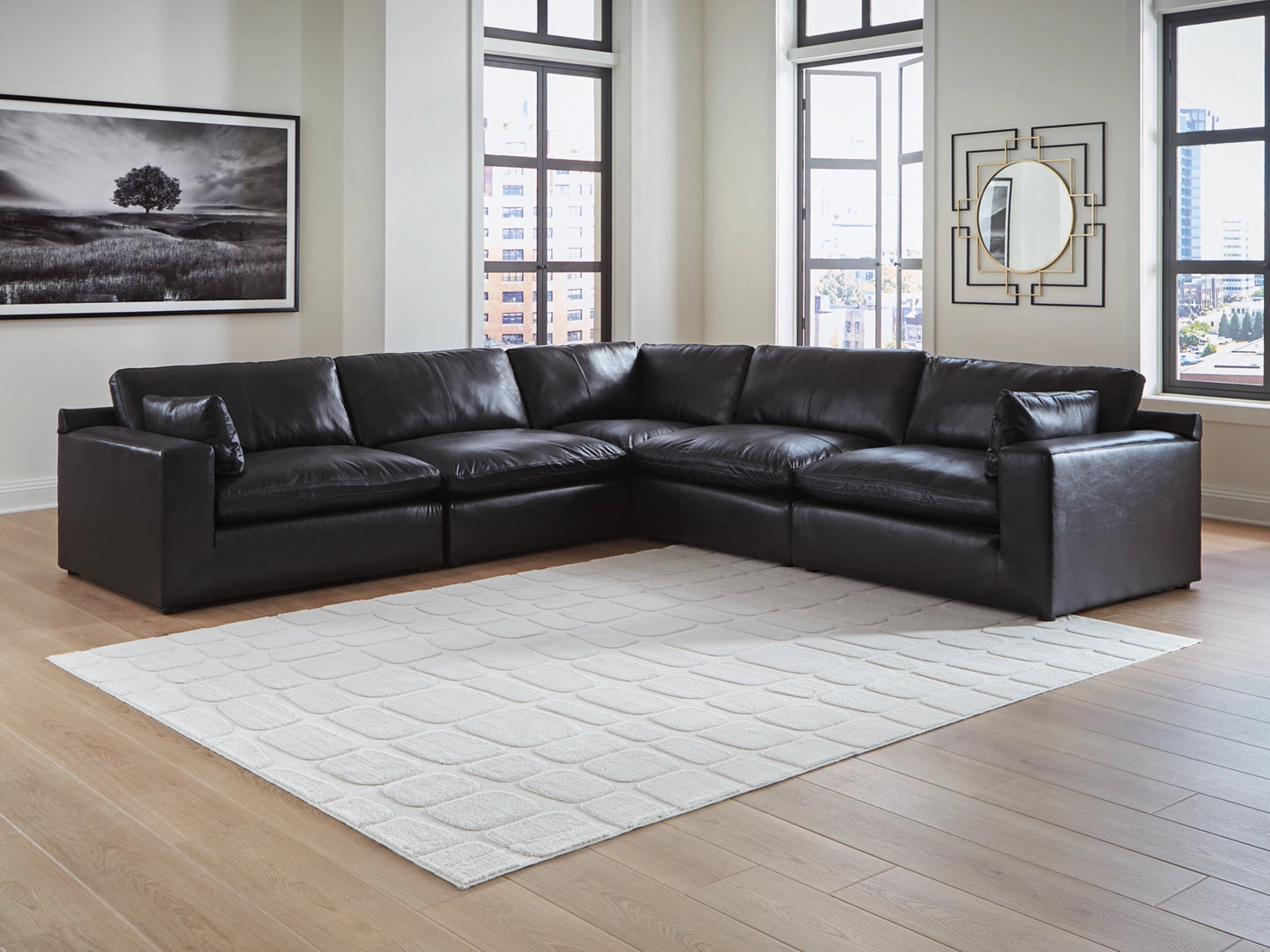 Emilia 5-Piece Leather Modular Sectional