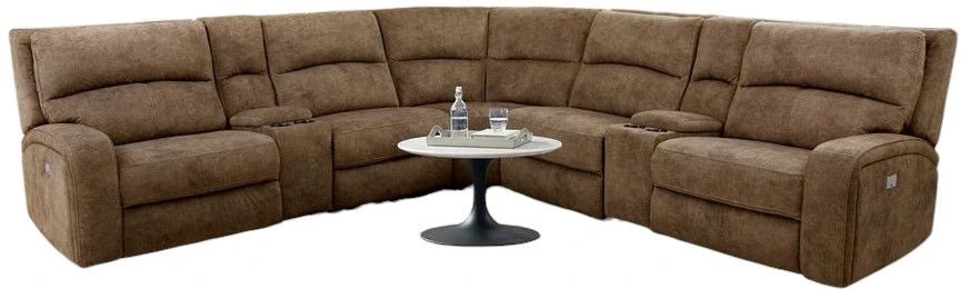 Furniture of America® Apostolos 6-Piece Brown Power Reclining Sectional Sofa Set