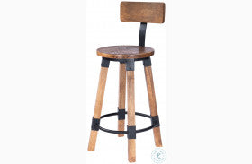 River Natural Wood and Metal Pub Table Set