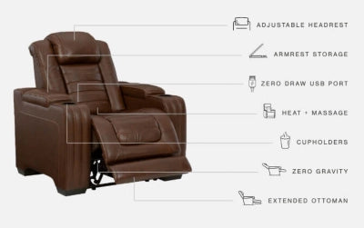 Backtrack Dual Power Leather Recliner