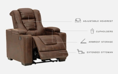 Owner's Box Dual Power Leather Recliner