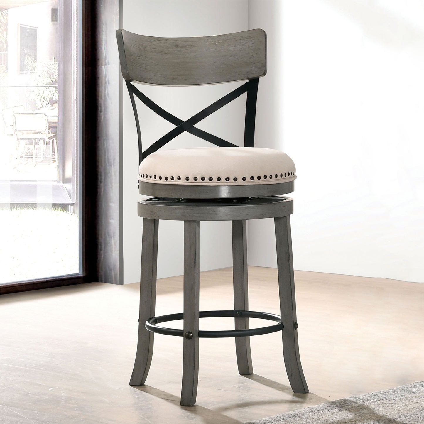 Furniture Of America CLARENCE 24" Swivel Barstool