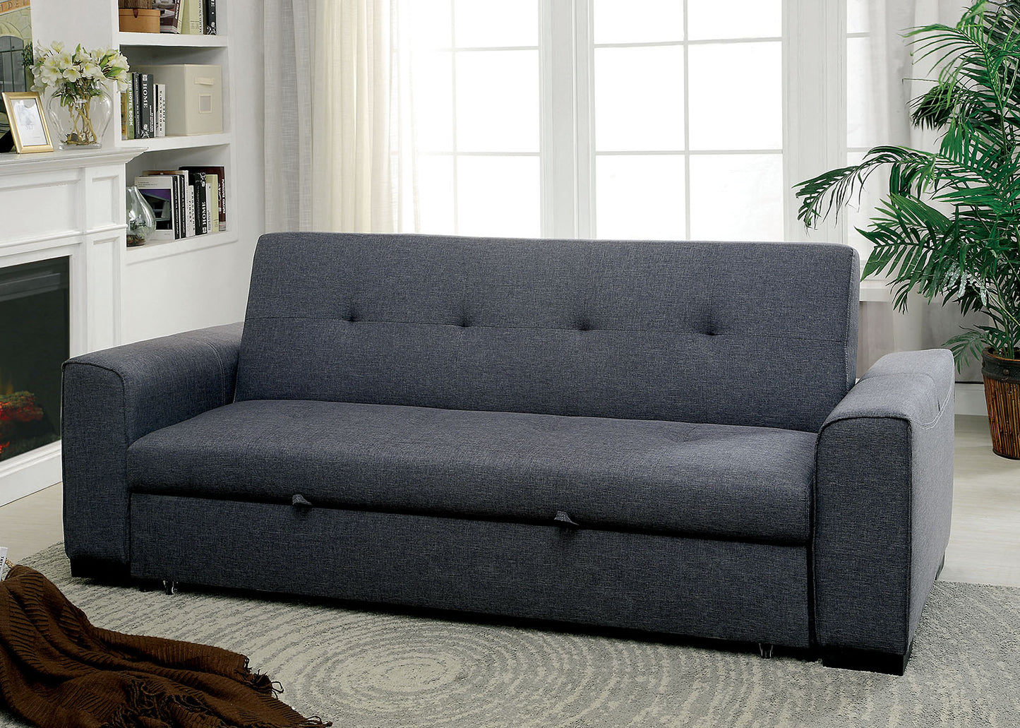 Furniture of America REILLY Gray Futon Sofa