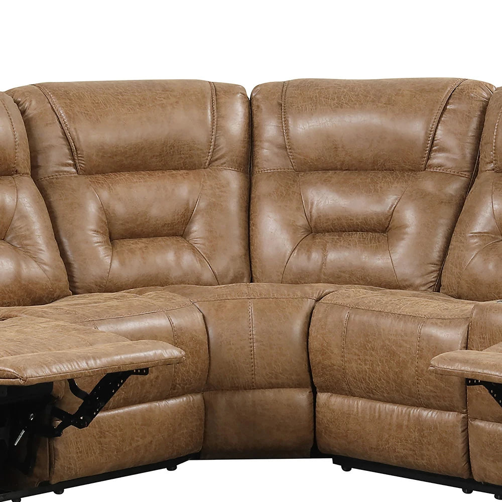 Furniture of America Charlestly 2-Piece Brown Faux Leather Sectional and Recliner Set