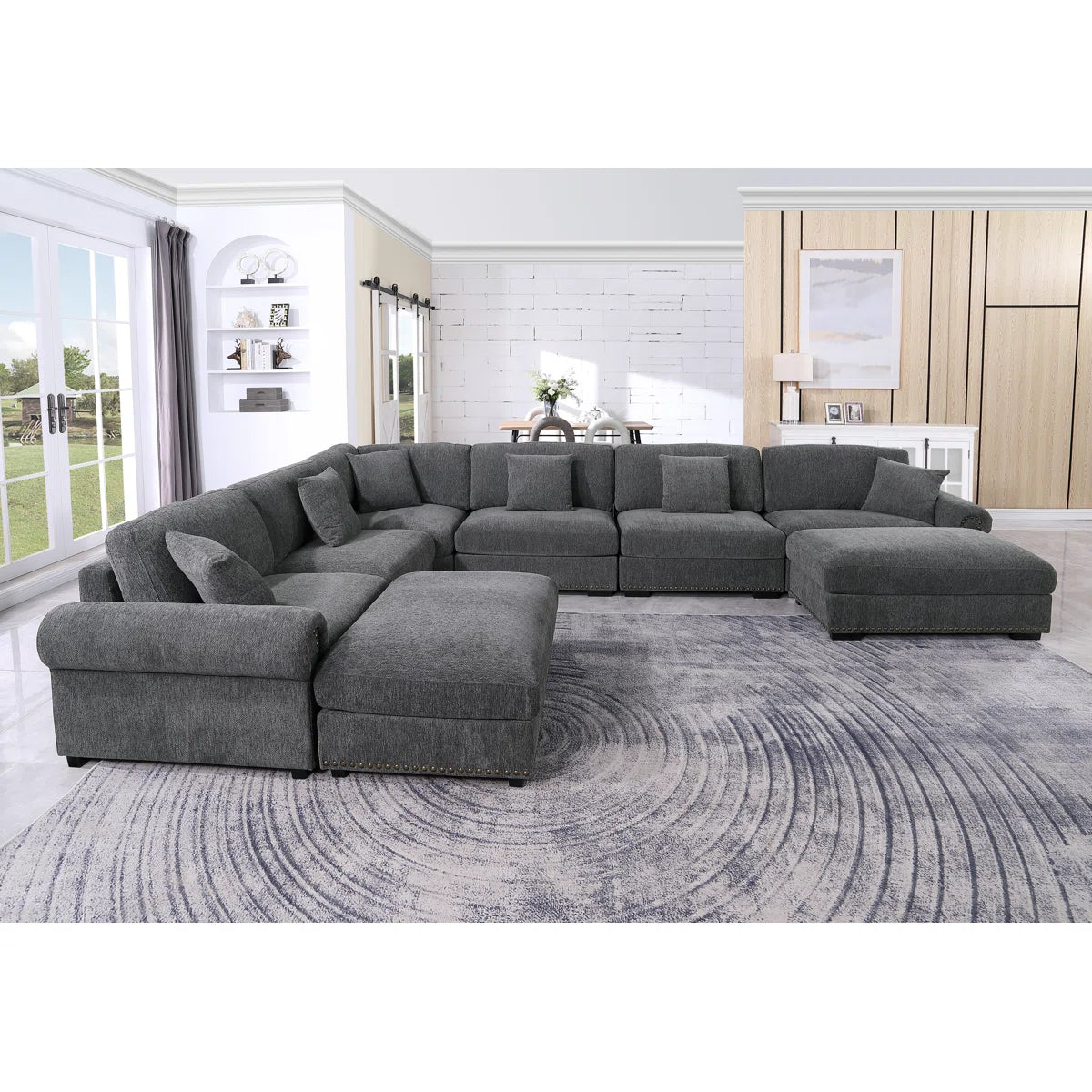 Oversized Corner Sectional Sofa With Reversible Chaises 8 Seat Chenille Cloud Sectional Couches