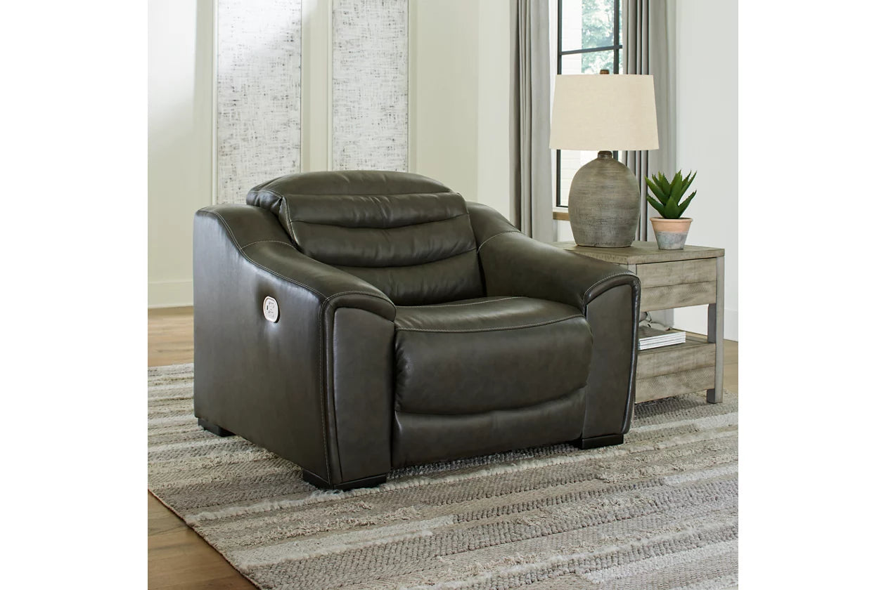 Center Line Dual Power Leather Recliner