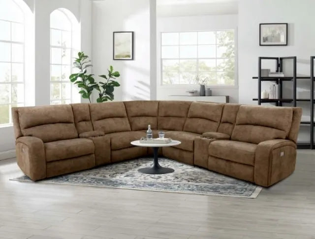 Furniture of America® Apostolos 6-Piece Brown Power Reclining Sectional Sofa Set