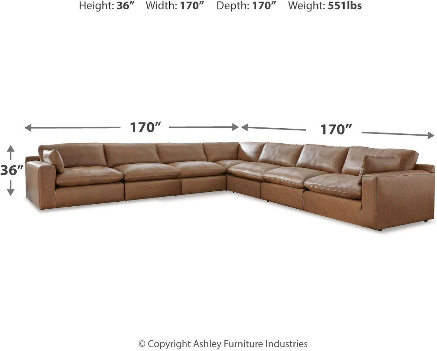 Emilia 7-Piece Sectional In Caramel
