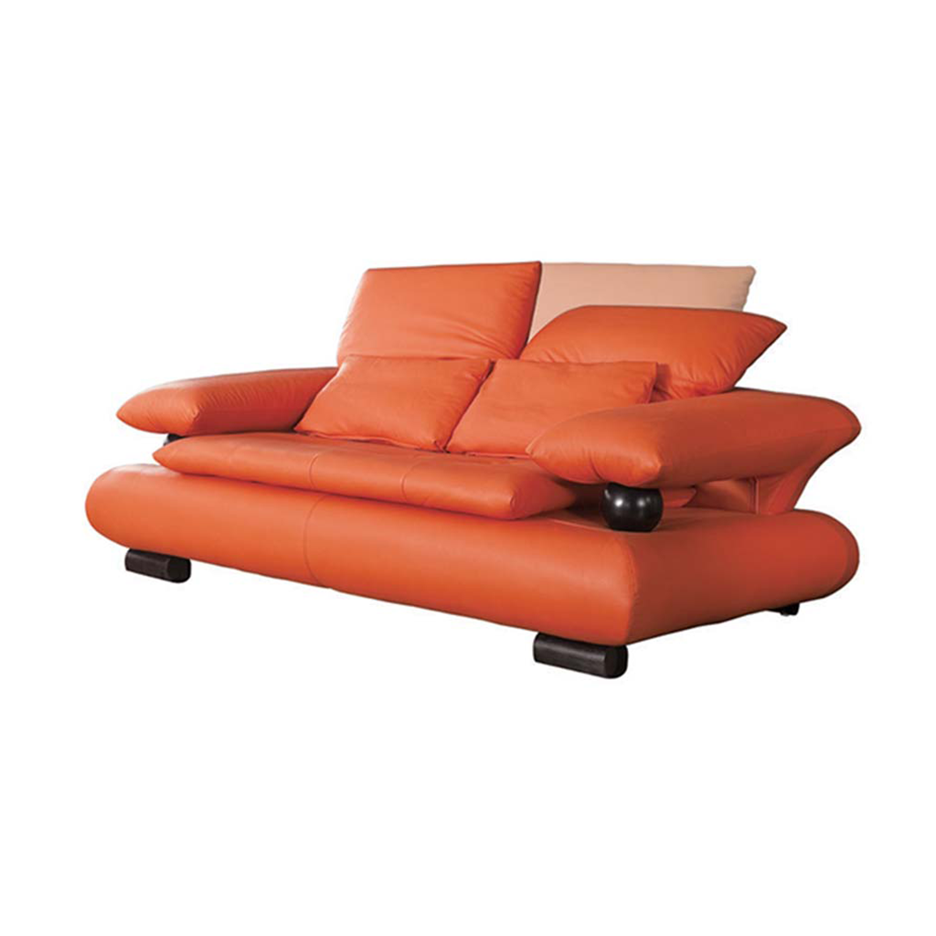 ESF Orange  Leather Living Room Sofa Set 3Pcs
