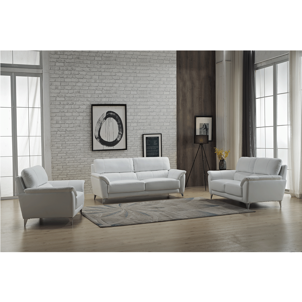 ESF 406 Modern Leather Living Room Set in White
