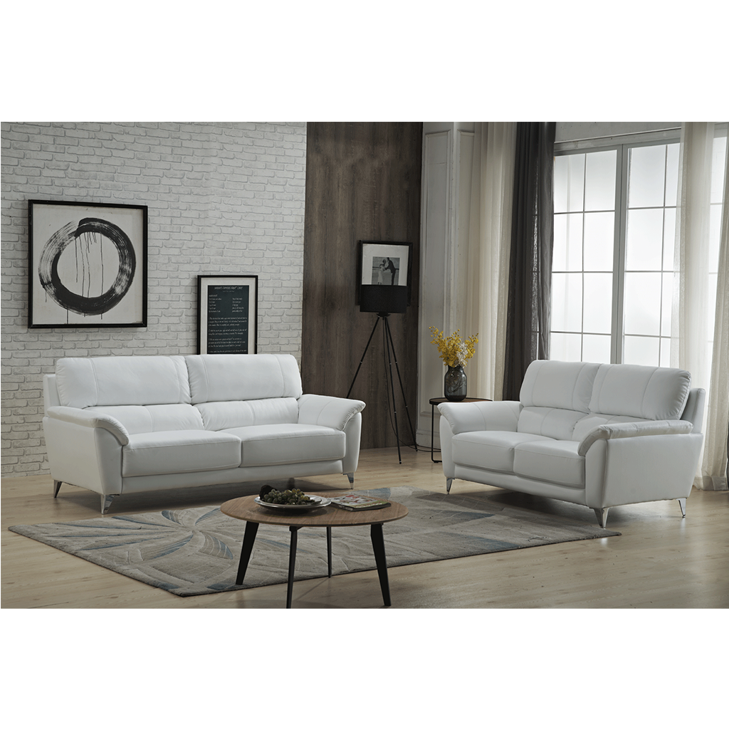 ESF 406 Modern Leather Living Room Set in White