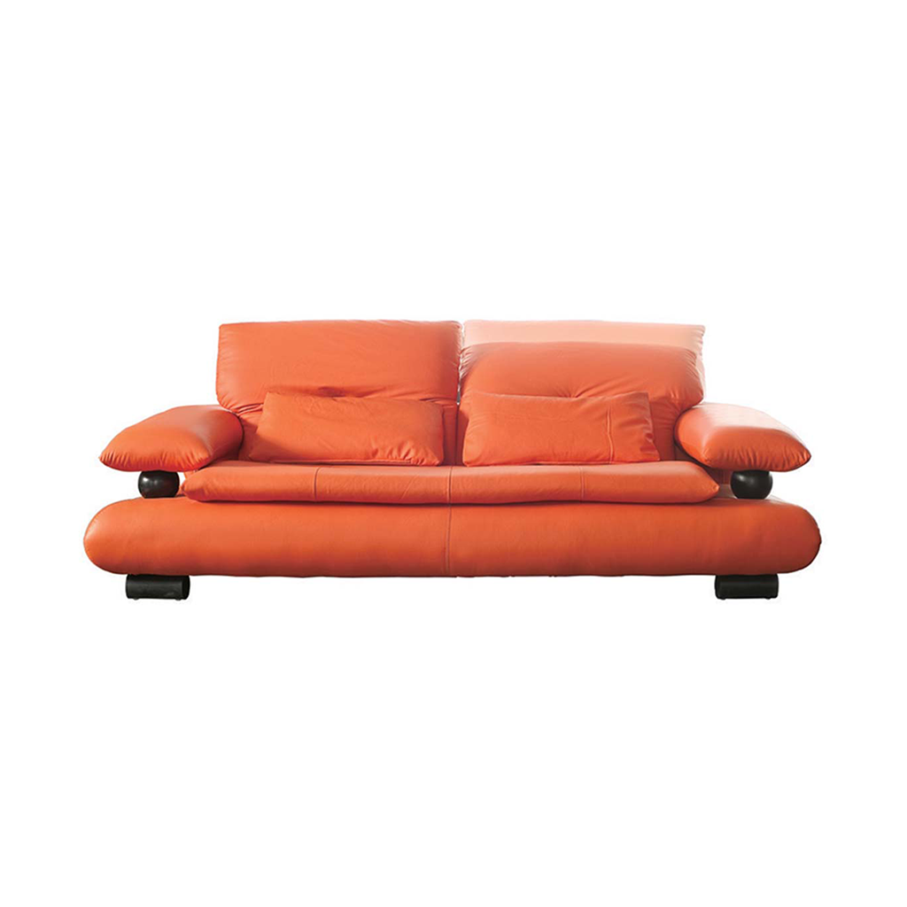 ESF Orange  Leather Living Room Sofa Set 3Pcs