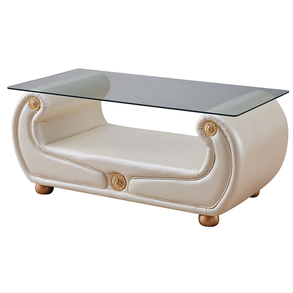 ESF Giza Full Leather Living Room Set in Beige