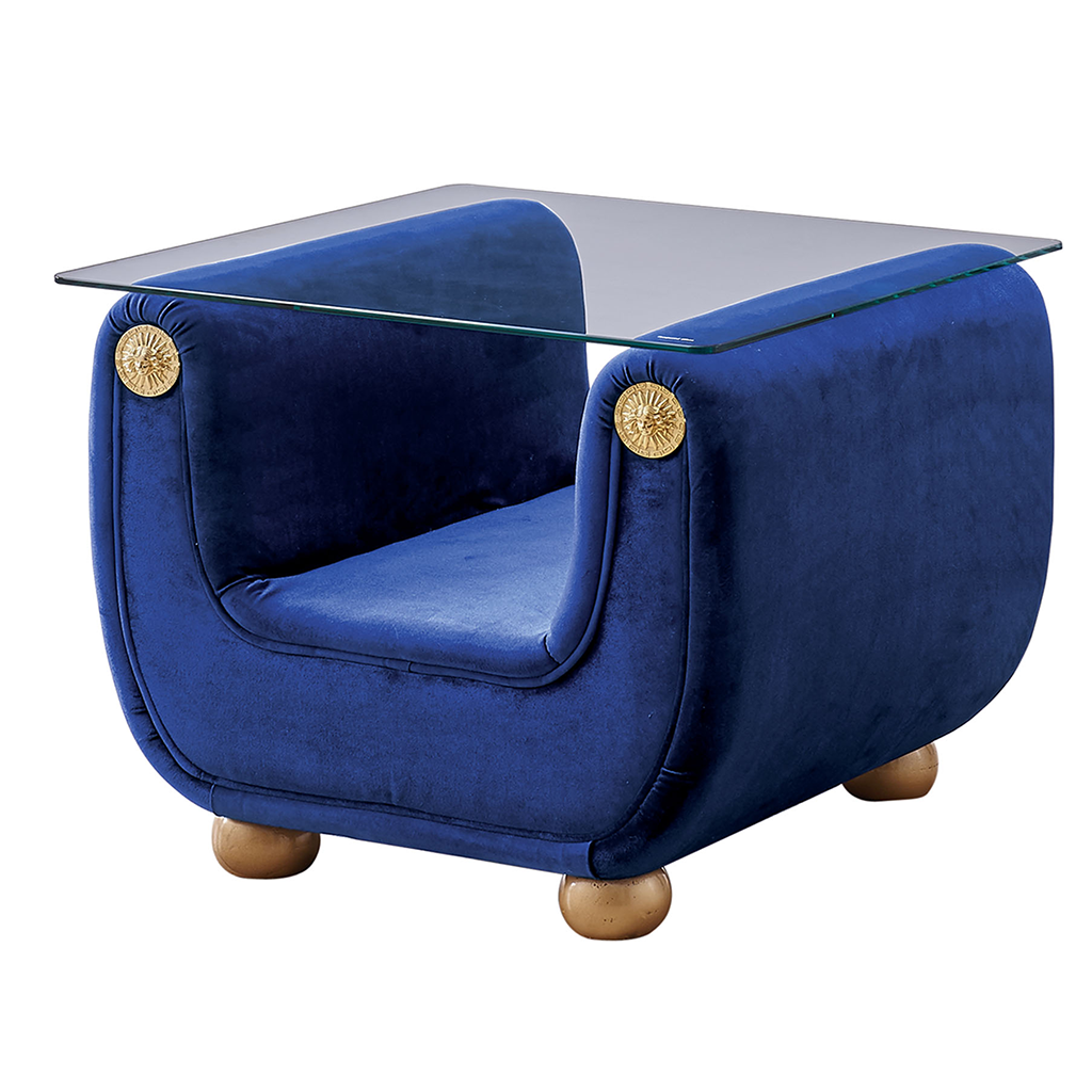 ESF Giza Full Leather Living Room Set in Blue