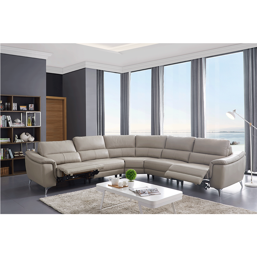 ESF 951 Modern Sectional with Electric Recliner in Light Gray