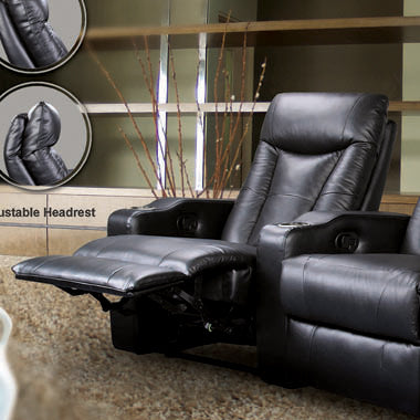 Coaster Pavillion Adjustable Headrest Left Recliner Black |Width: 28.75 in Depth: 40.5 in Height: 42.25 in |Leather/PVC